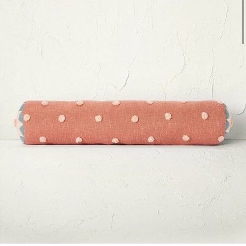 Bolster Tufted Polka Dot Decorative Throw Pillow Terracotta/Peach Opalhouse nwt